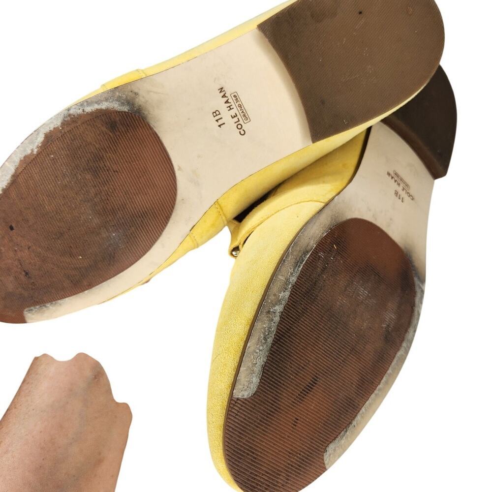 Cole Haan Grand Series Butter Yellow Suede Loafers Slip On Bit Detail - Picture 7 of 8